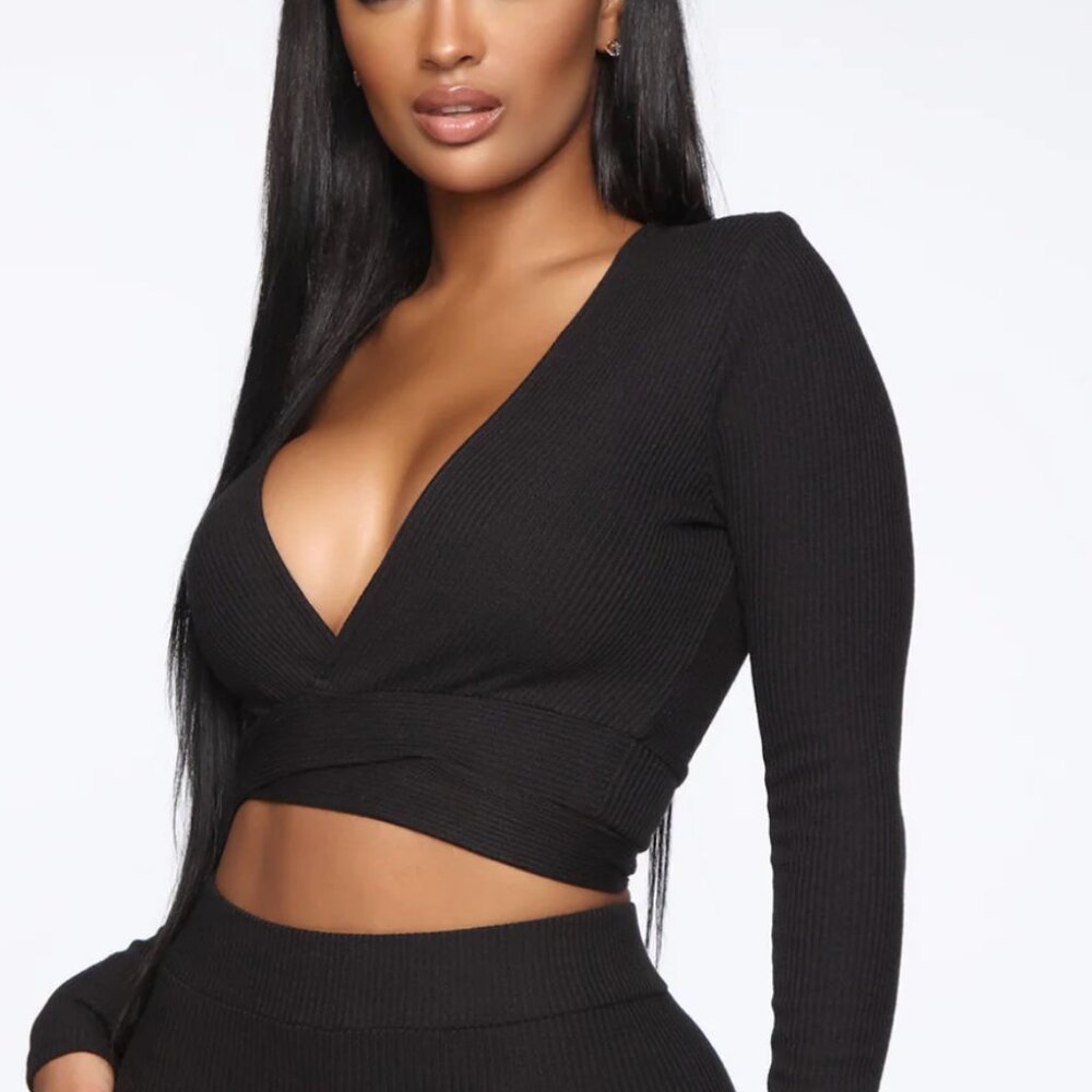 NEW Sexy Ribbed Matching Set (black) - Size Medium - Picture 4 of 11